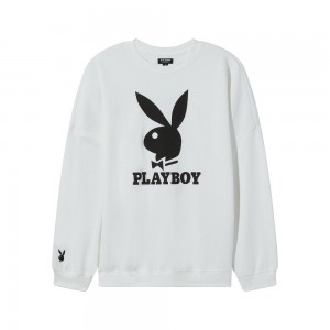 Dámské Mikina Playboy The Cozy Sleep Bunny Bílé | PLBY-592867