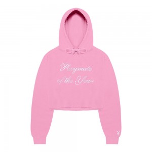 Dámské Mikina s Kapucí Playboy Playmate of the Year Hoodie - Pink / White Print Růžové Bílé | PLBY-592829