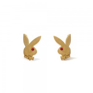 Dámské Šperky Playboy Bunny Stud Earrings Zlaté | PLBY-592618