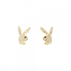 Dámské Šperky Playboy Rabbit Head Pave Stud Earrings Růžové Zlaté | PLBY-592623