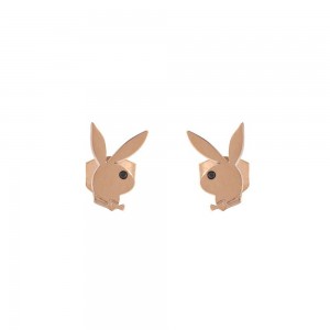 Dámské Šperky Playboy Rabbit Head Stud Earrings Rose Gold Růžové Zlaté | PLBY-592624