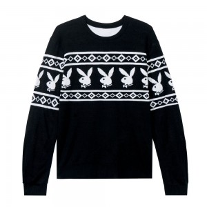 Pánské Mikina Playboy Rabbit Head Knit Černé | PLBY-593062