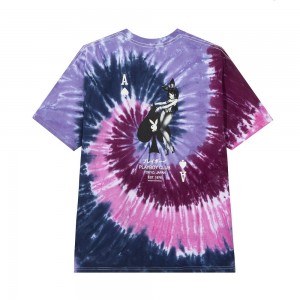 Pánské T-shirt Playboy Ace of Spades Tie-Dye Fialové | PLBY-593267