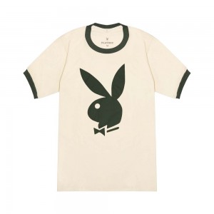 Pánské T-shirt Playboy Classic Ringer Černé | PLBY-593186