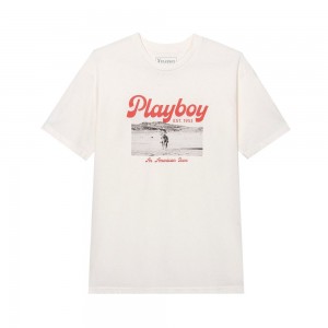 Pánské T-shirt Playboy Desperado American Icon Bílé | PLBY-593171