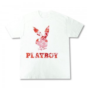 Pánské T-shirt Playboy Rabbit Head Camo Růžové Maskáčové | PLBY-593194