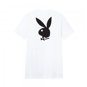 Pánské T-shirt Playboy Rabbit Head Logo Bílé Černé | PLBY-593144