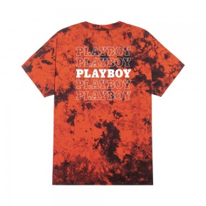 Pánské T-shirt Playboy Repeating Masthead Tie Dye Orange Oranžové Černé | PLBY-593237