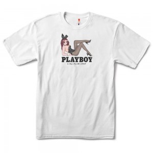 Pánské T-shirt Playboy Tokyo Club Open Late Bílé | PLBY-593182