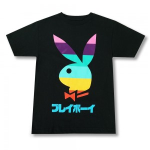 Pánské T-shirt Playboy Tokyo Lights Černé | PLBY-593123