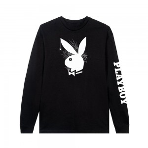 Pánské T-shirt Playboy Webbed Rabbit Head Long Sleeve | PLBY-593280