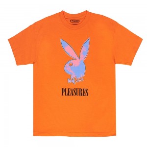 Pánské T-shirt Playboy x Pleasures Pop Art Orange Oranžové | PLBY-593221