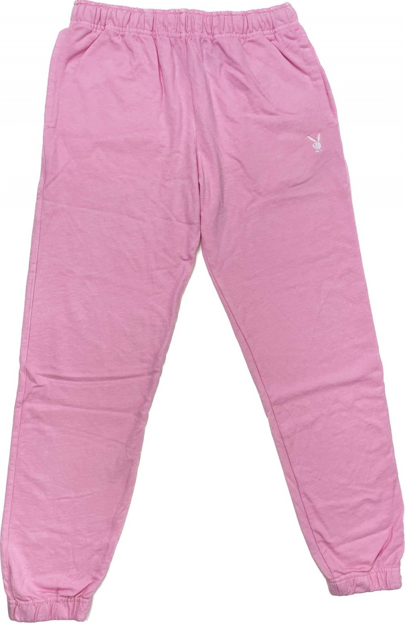 Dámské Kalhoty Jogger Playboy The Essentials Rib Triangle lette Růžové Bílé | PLBY-592735