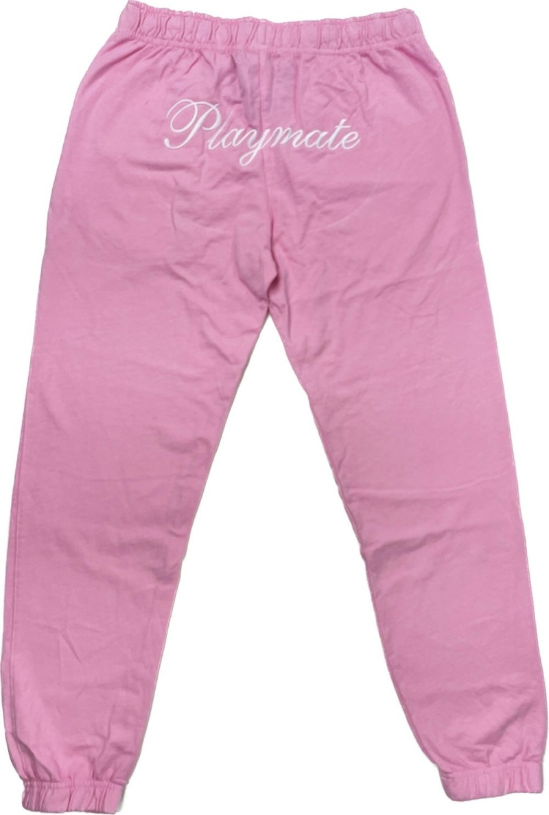 Dámské Kalhoty Jogger Playboy The Essentials Rib Triangle lette Růžové Bílé | PLBY-592735