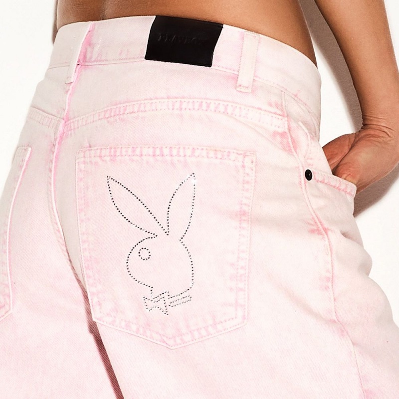 Dámské Kalhoty Playboy Hibiscus Terry Růžové Šedé Blankyt Světle Modré | PLBY-592806