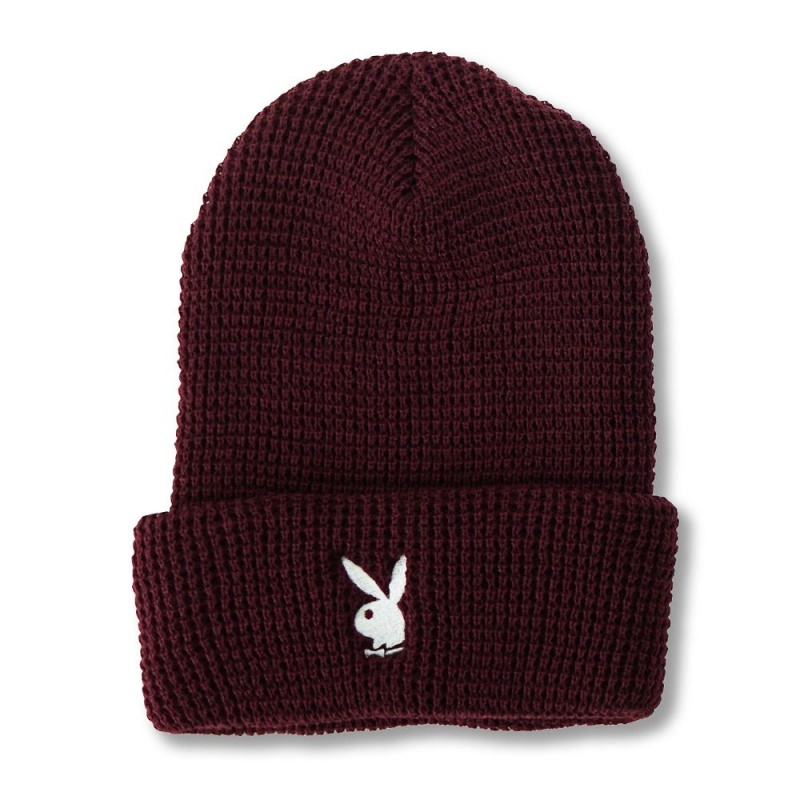 Dámské Klobouky Playboy Rabbit Head Waffle Cuffed Beanie Černé | PLBY-592631