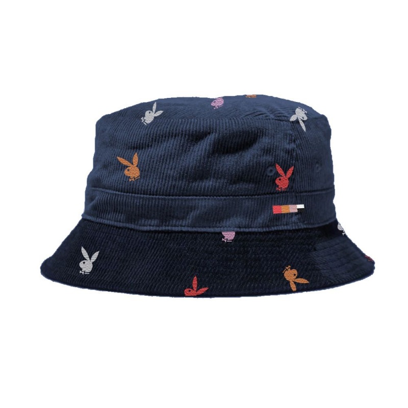 Dámské Klobouky Playboy Tokyo Club Navy Bucket Hat Tmavě Blankyt | PLBY-592628