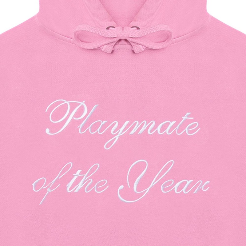 Dámské Mikina s Kapucí Playboy Playmate of the Year Hoodie - Pink / White Print Růžové Bílé | PLBY-592829