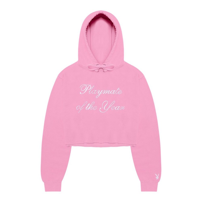 Dámské Mikina s Kapucí Playboy Playmate of the Year Hoodie - Pink / White Print Růžové Bílé | PLBY-592829