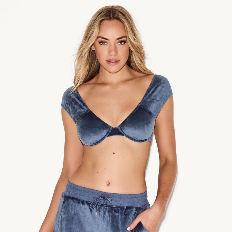 Dámské Podprsenky Playboy Velour Underwire Cap Sleeve Bra Vínové | PLBY-592664