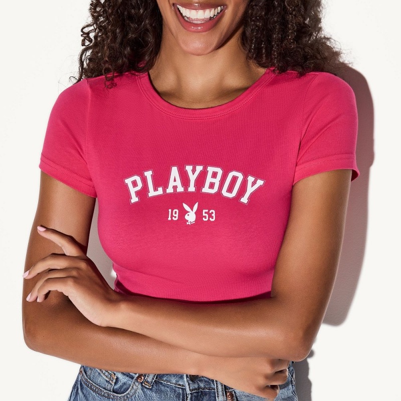 Dámské T-shirt Playboy February 2019 Playmate Megan Moore Dip-Dye Long Sleeve | PLBY-592884