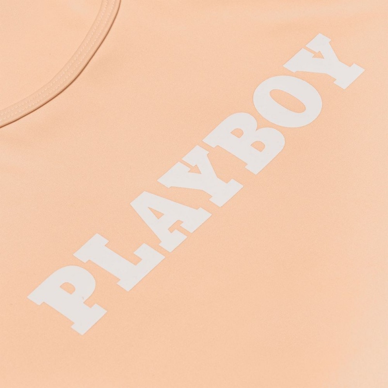 Dámské T-shirt Playboy Japanese Rabbit Head Cropped Long Sleeve Oranžové | PLBY-592901