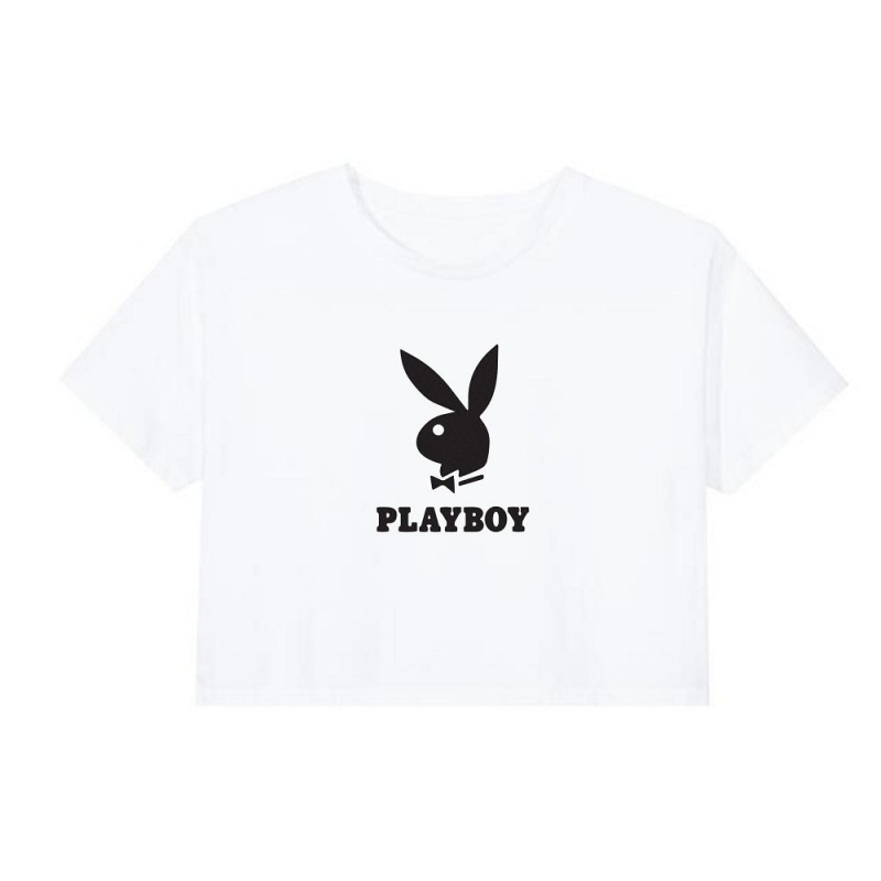 Dámské T-shirt Playboy Playmate of the Year Cropped Print Černé | PLBY-592880