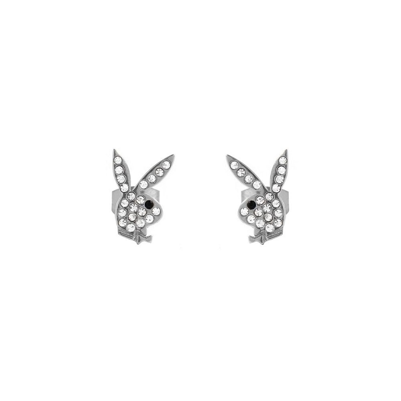 Dámské Šperky Playboy Rabbit Head Pave Stud Earrings Růžové Zlaté | PLBY-592623