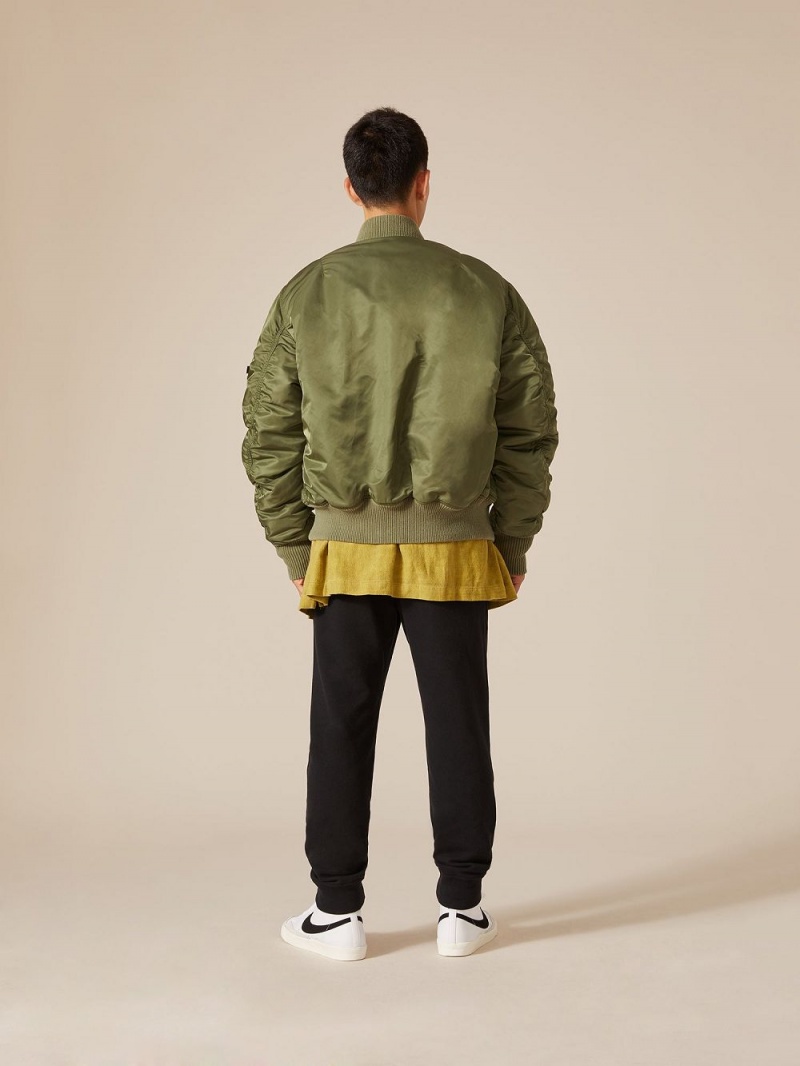 Pánské Bundy Playboy x Alpha Industries Reversible MA-1 Flight Olivy Zelené | PLBY-593076