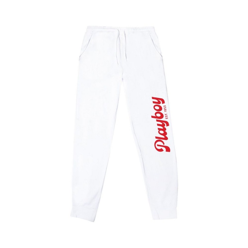 Pánské Kalhoty Jogger Playboy Desperado American Icon Bílé | PLBY-592955