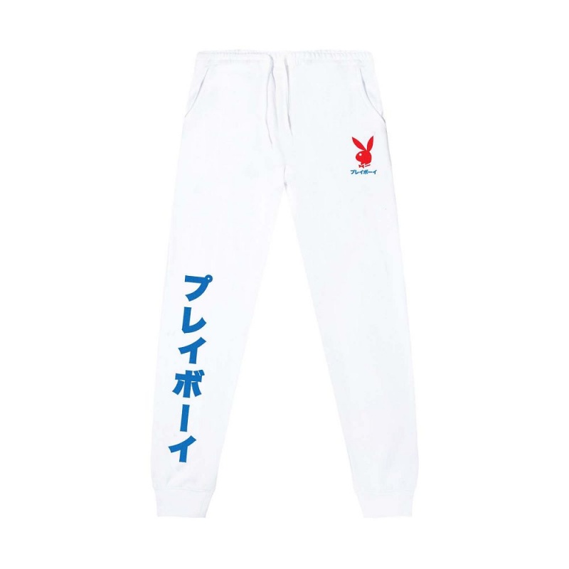 Pánské Kalhoty Jogger Playboy Japanese Rabbit Head Bílé | PLBY-592948