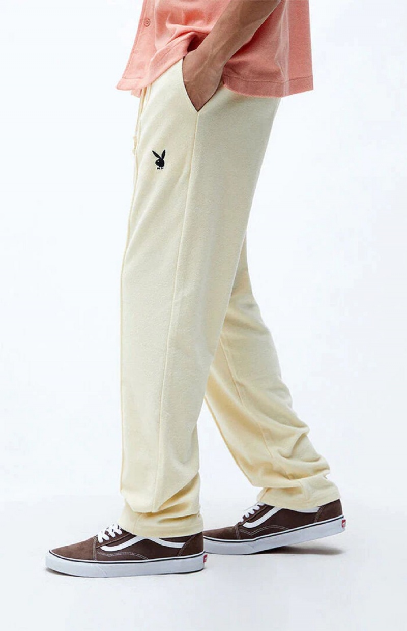 Pánské Kalhoty Jogger Playboy PLAY ALABASTER GLEAM CREAM | PLBY-592989