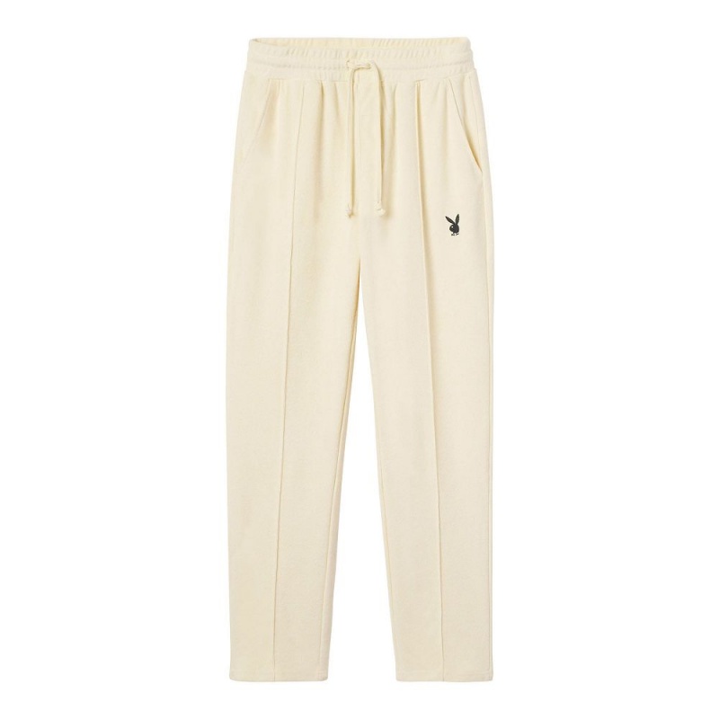 Pánské Kalhoty Jogger Playboy PLAY ALABASTER GLEAM CREAM | PLBY-592989