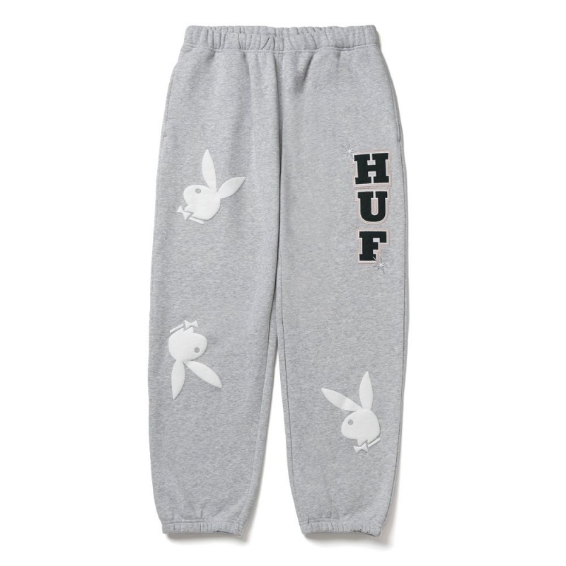 Pánské Kalhoty Jogger Playboy x HUF Rabbit Head Šedé | PLBY-592981