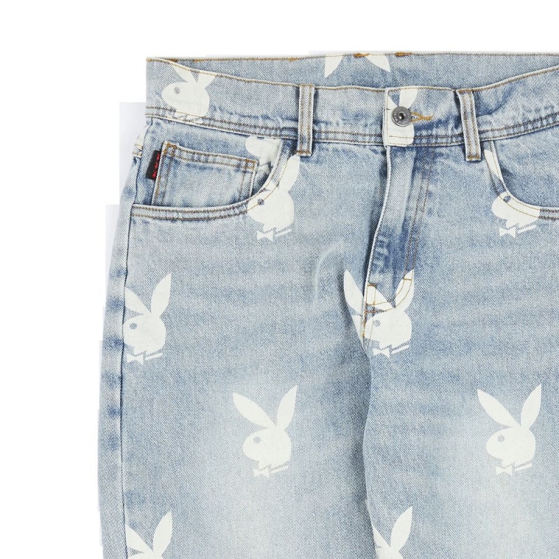 Pánské Kalhoty Playboy x Pleasures Scatter Denim Černé | PLBY-592993