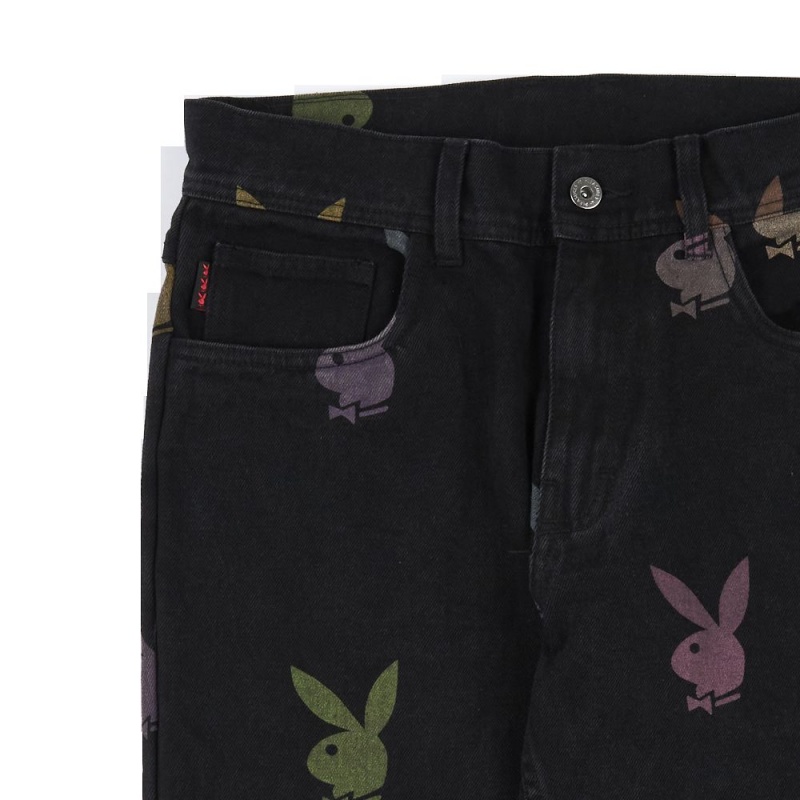 Pánské Kalhoty Playboy x Pleasures Scatter Denim Černé | PLBY-592993