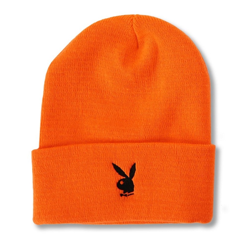 Pánské Klobouky Playboy Rabbit Head Cuffed Knit Beanie Černé | PLBY-592939