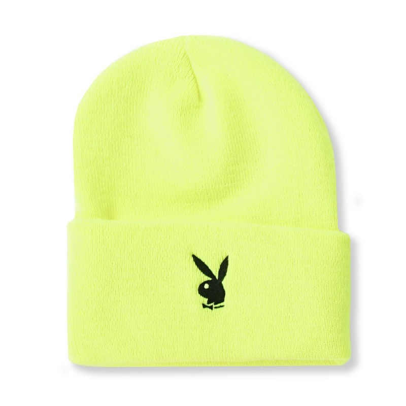 Pánské Klobouky Playboy Rabbit Head Cuffed Knit Beanie Černé | PLBY-592939