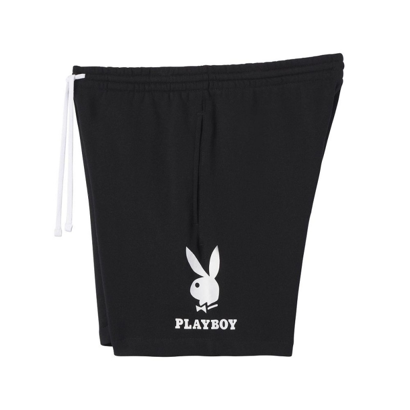 Pánské Kraťasy Playboy Double Bunny Černé | PLBY-592974