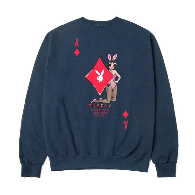 Pánské Mikina Playboy Ace of Diamonds Tmavě Blankyt | PLBY-593012