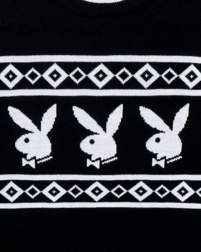 Pánské Mikina Playboy Rabbit Head Knit Černé | PLBY-593062