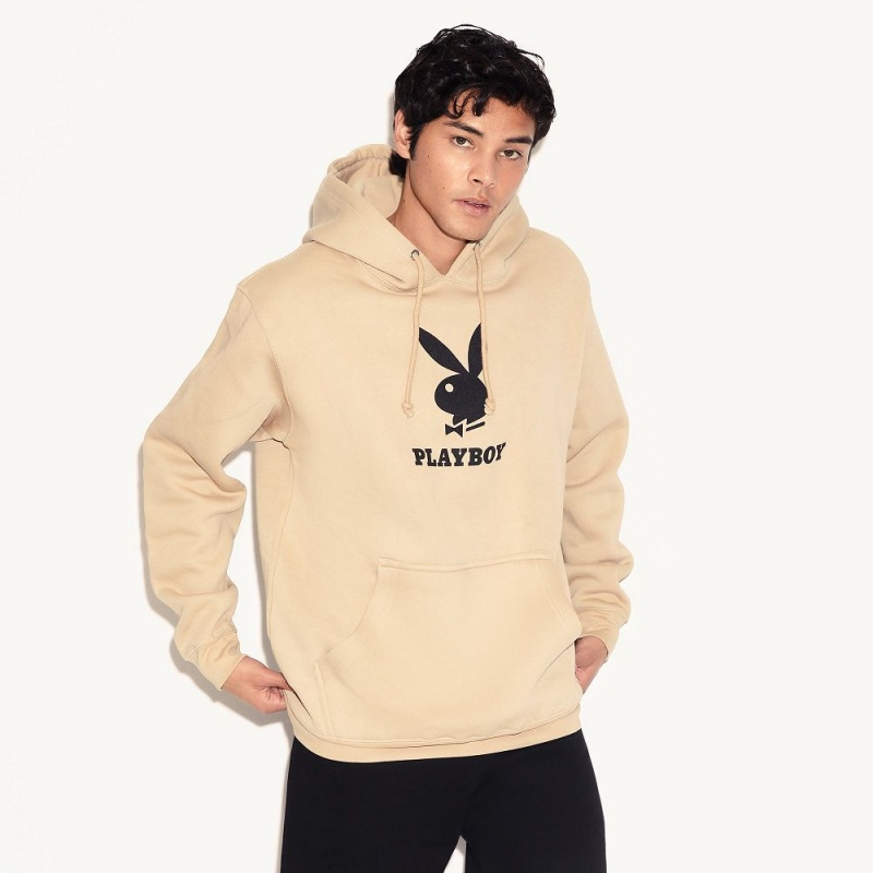 Pánské Mikina s Kapucí Playboy Logo Černé | PLBY-593039