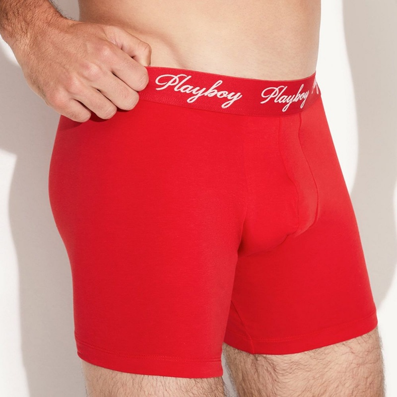 Pánské Spodní Prádlo Playboy The Basics Boxerské Brief Červené | PLBY-592942