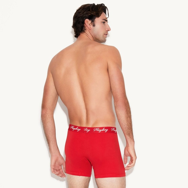 Pánské Spodní Prádlo Playboy The Basics Boxerské Brief Červené | PLBY-592942