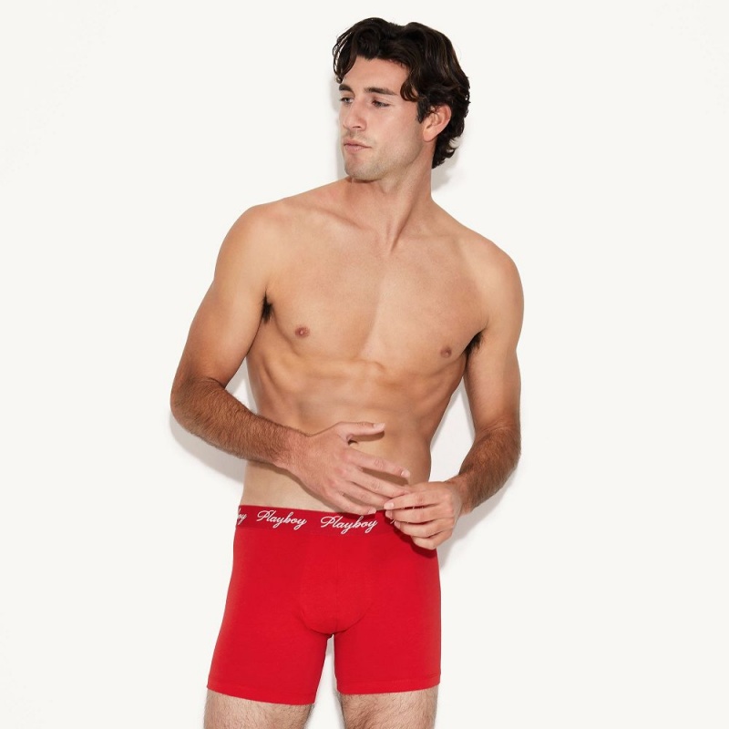 Pánské Spodní Prádlo Playboy The Basics Boxerské Brief Červené | PLBY-592942