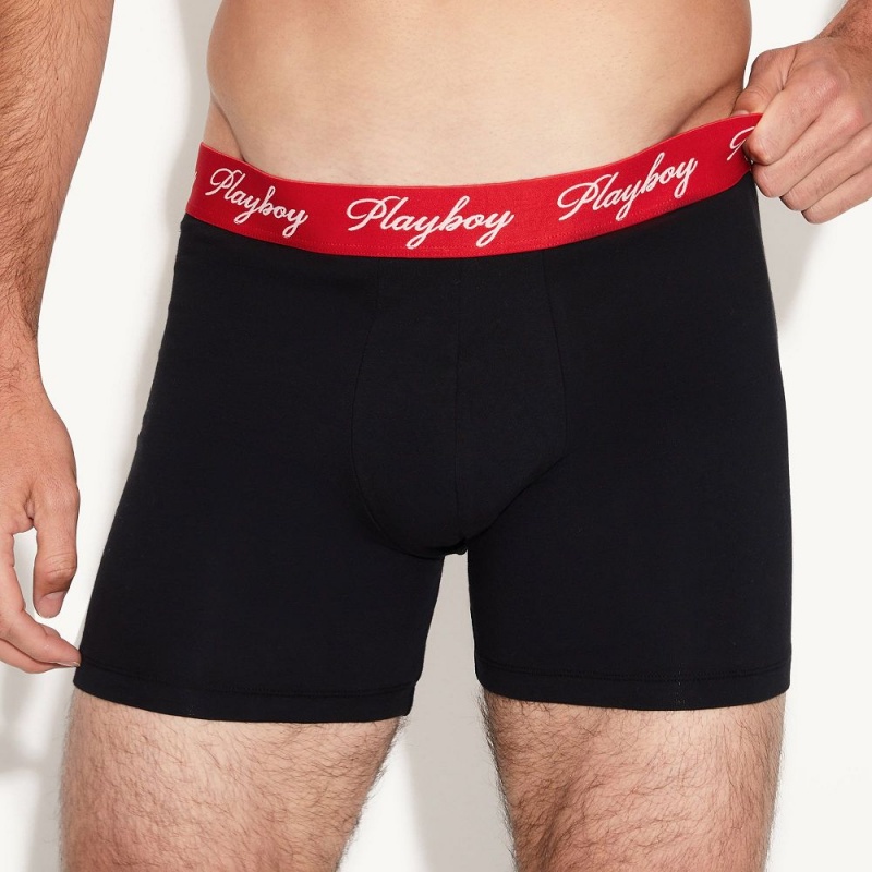 Pánské Spodní Prádlo Playboy The Basics Boxerské Brief Černé | PLBY-592941