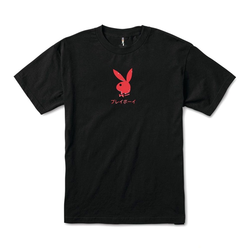 Pánské T-shirt Playboy Ace of Hearts Černé | PLBY-593244