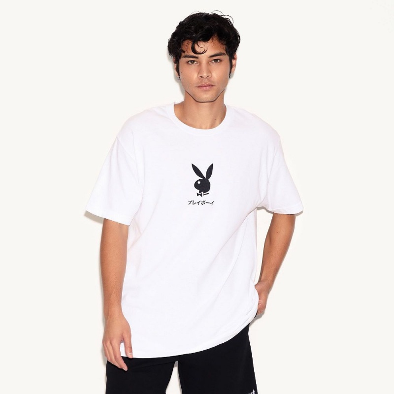 Pánské T-shirt Playboy Ace of Spades -Colo Bílé | PLBY-593139