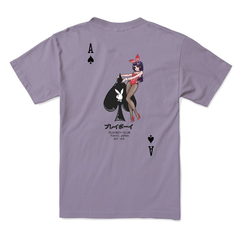 Pánské T-shirt Playboy Ace of Spades -Colo Bílé | PLBY-593139