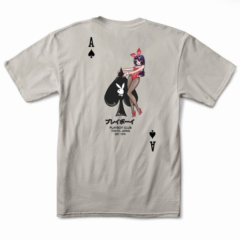 Pánské T-shirt Playboy Ace of Spades -Colo Bílé | PLBY-593139